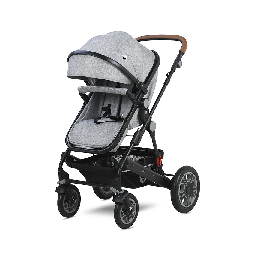 Lorelli Premium Baby Stroller Lora Set Cool Grey Elephants Babystore.ae