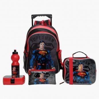 Disney Superman Printed 5-Piece Trolley Backpack Set