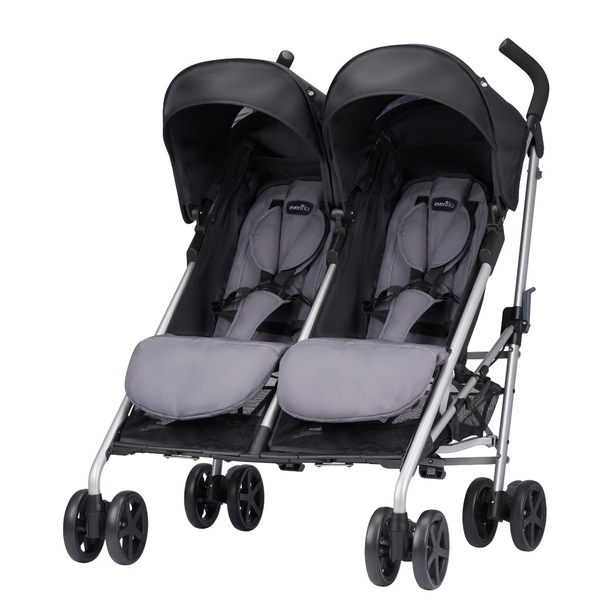 Evenflo Minno Twin Double Stroller 6m Glenbarr Grey Babystore.ae
