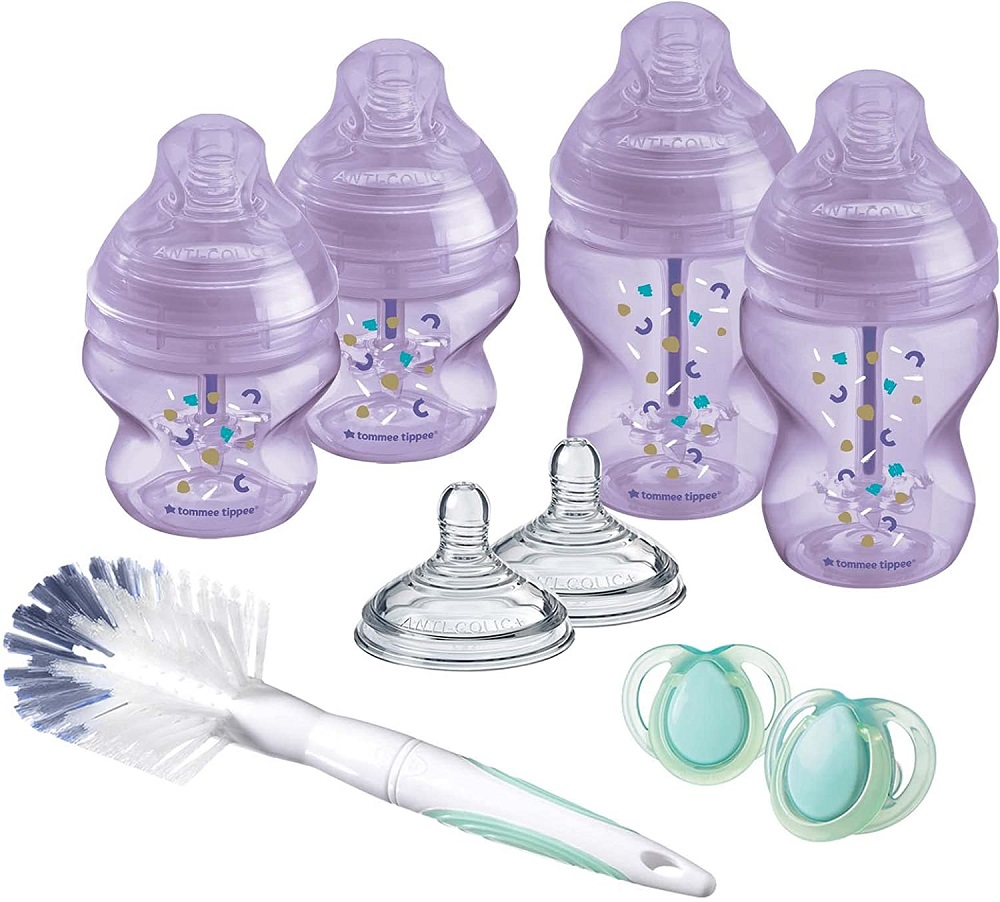 Tommee Tippee - Advanced Anti-Colic Newborn Baby Bottle Starter Kit Slow Purple