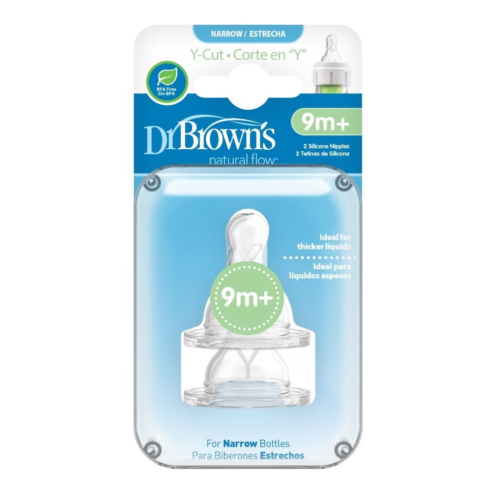 Dr Browns - Y-Cut Silicone Narrow Neck Options+ Nipple Teat - 2pcs