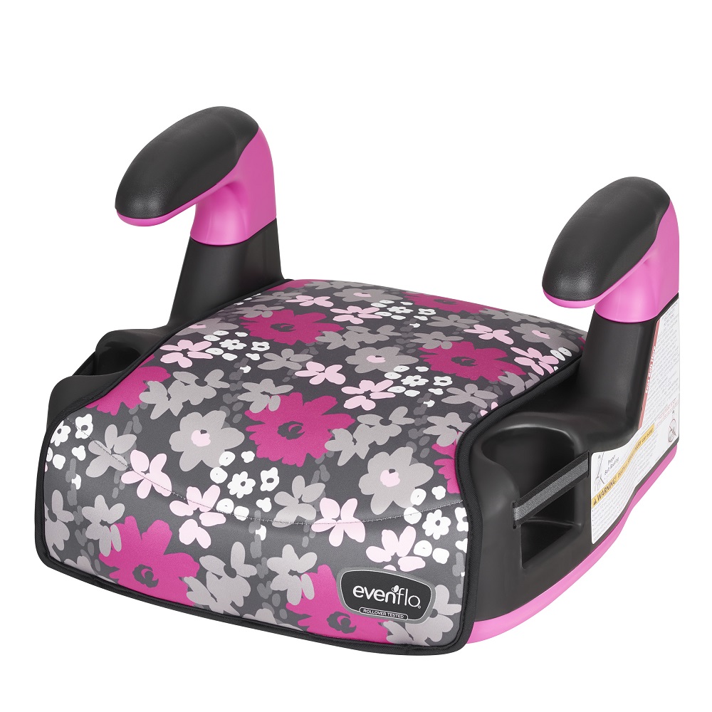 Evenflo Big Kid No Back Booster Seat for Car Seat 4y 12y Pink Flowers Babystore.ae