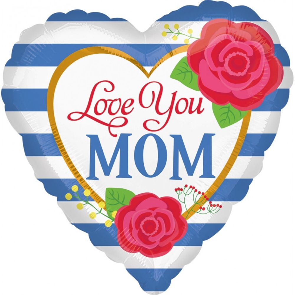 My Party Centre - Mom Blue Stripes Foil Balloon -18in