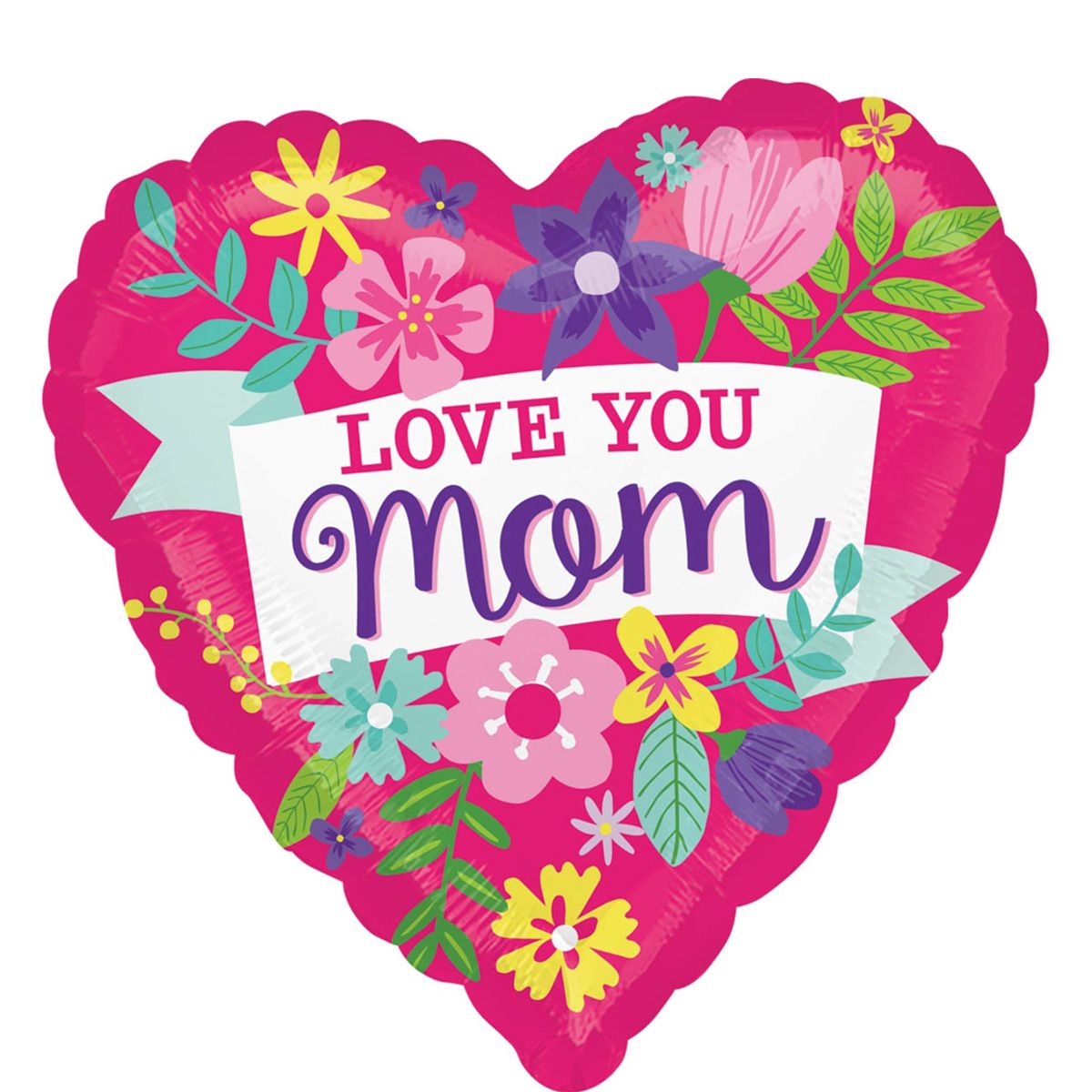 My Party Centre - Love You Mom Flowers Jumbo Foil Balloon - 28in
