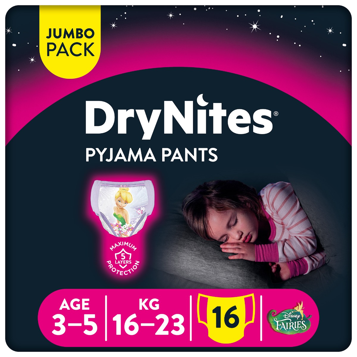 Huggies - Drynites Pyjama Pants, 3-5 Y, Girl, 16-23 Kg -16 Pants