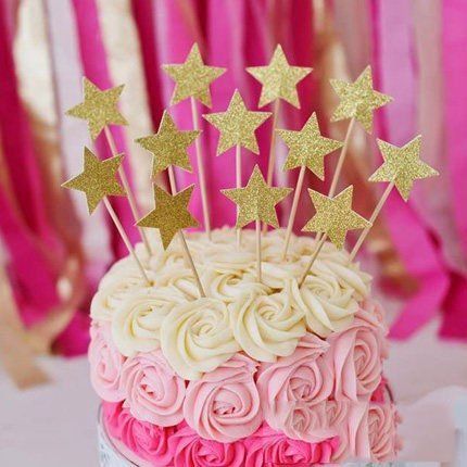 Gold Star Cupcake Toppers