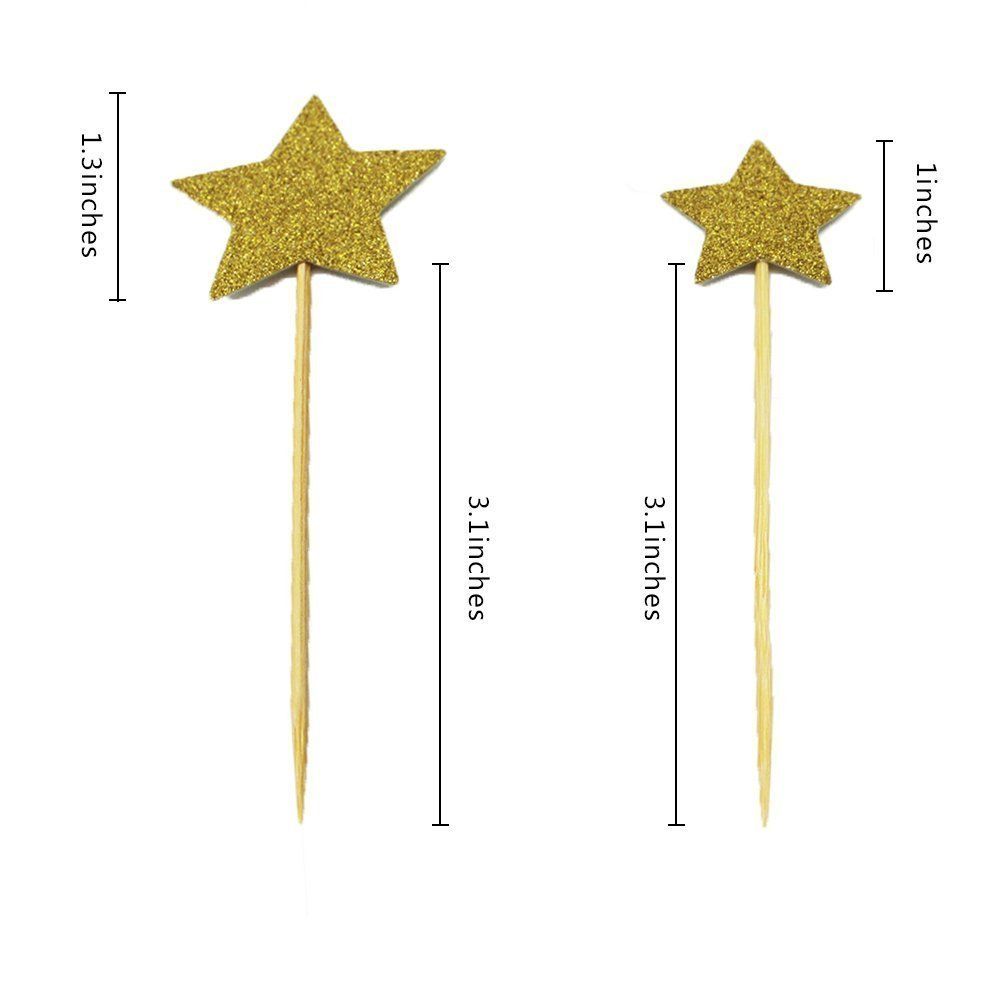 Gold Star Cupcake Toppers