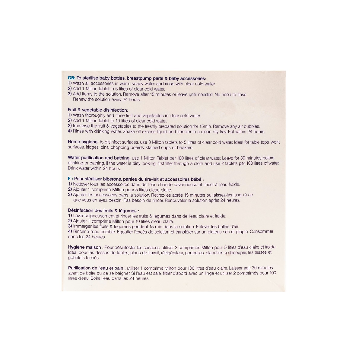 Milton water hot sale purification tablets