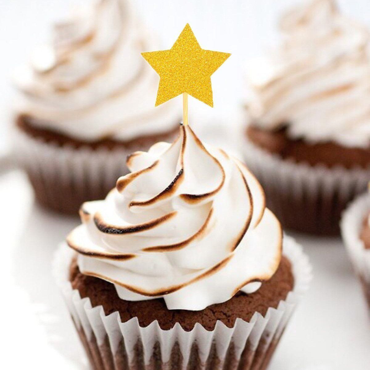 Gold Star Cupcake Toppers