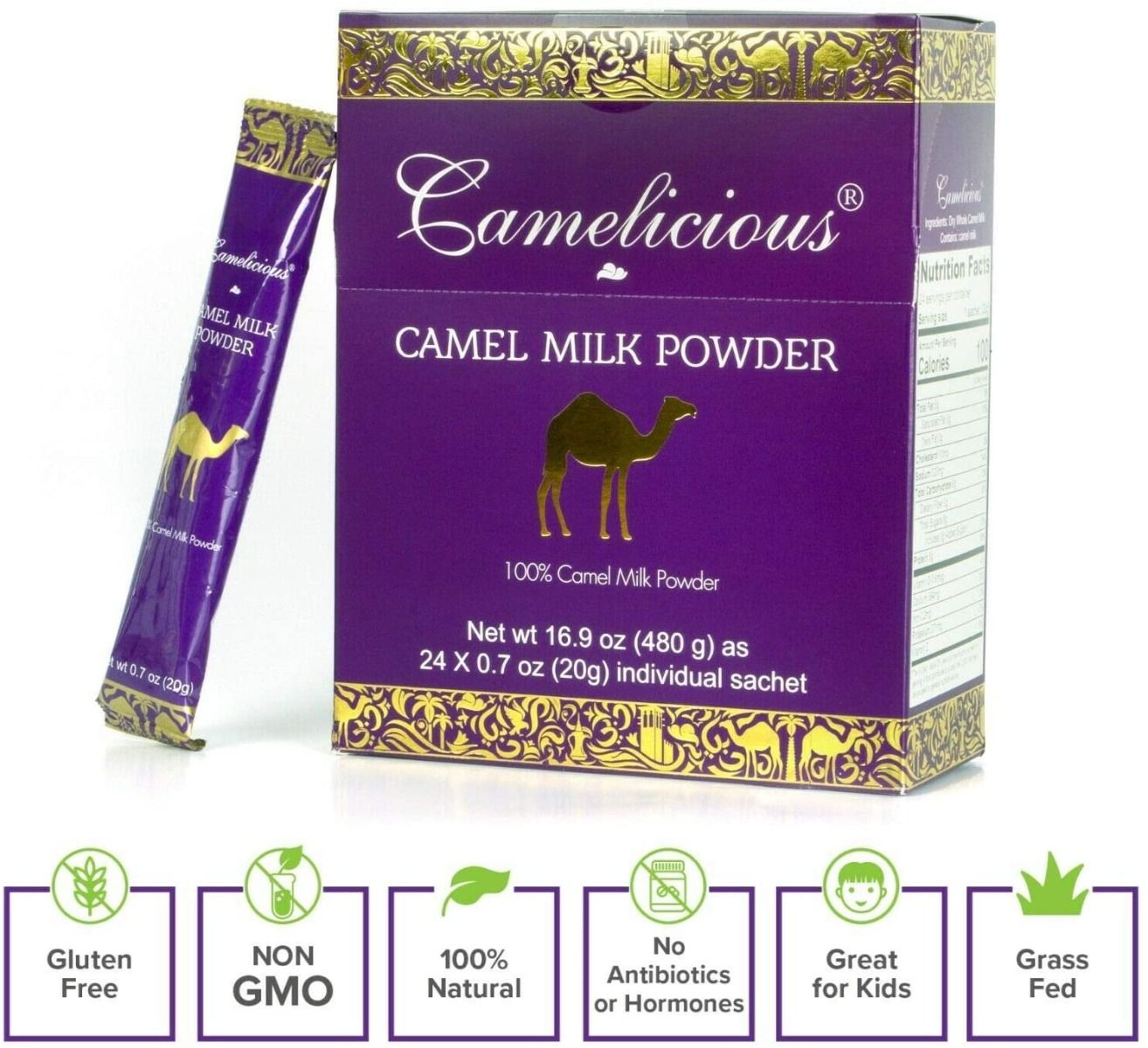 Camelicious full cream pure camel milk powder sachet 24pcsx20g