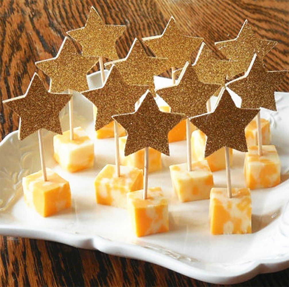 Gold Star Cupcake Toppers
