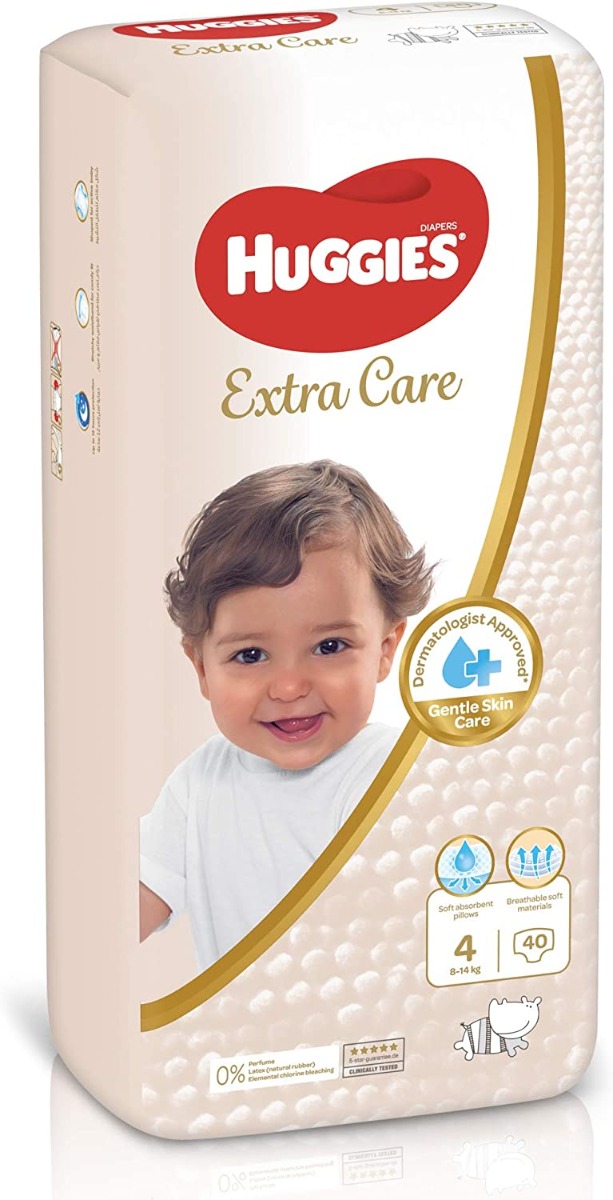 Huggies - Ultra Comfort Diapers, Size 4, Value Pack, 8-14 Kg - 40 Diapers