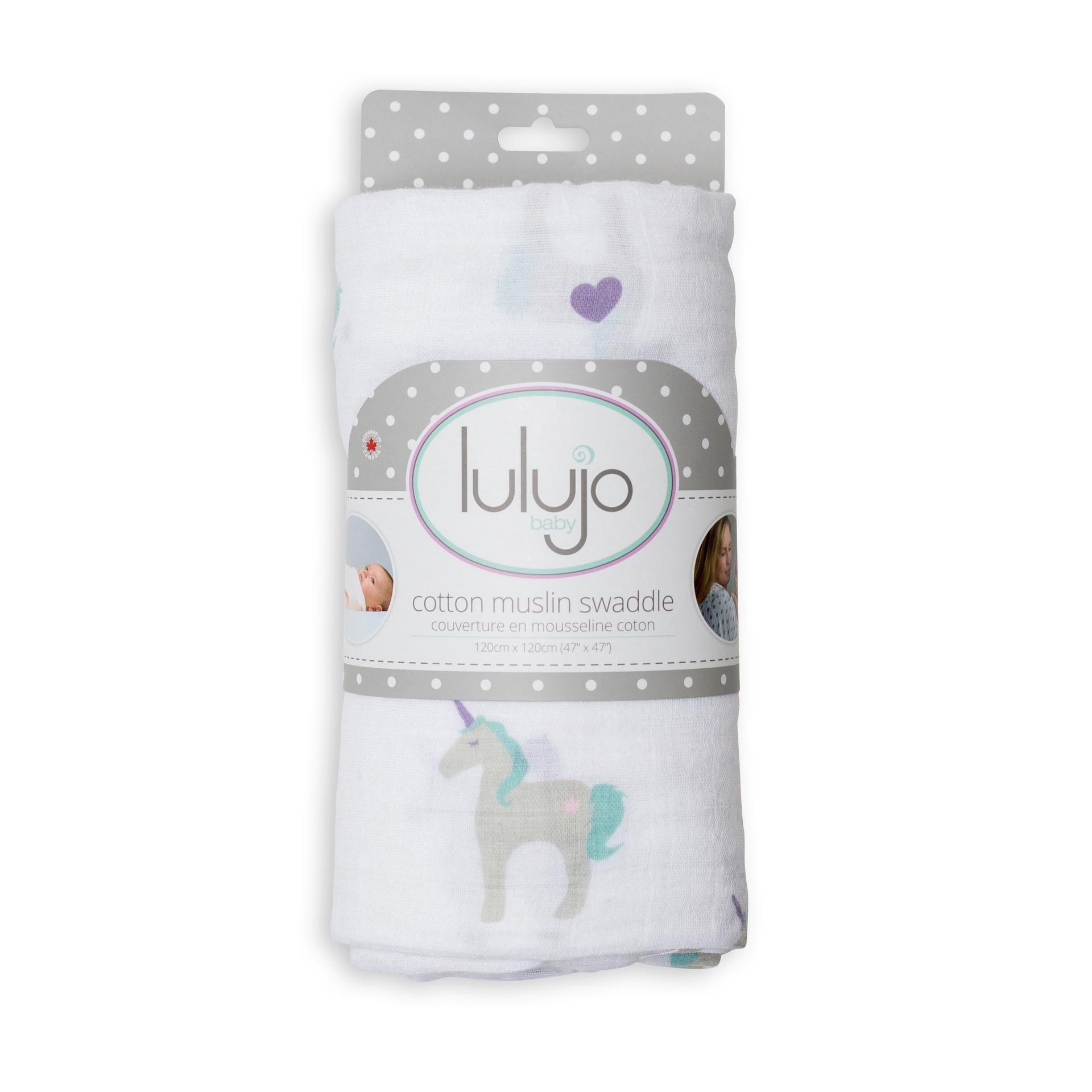 Lulujo Muslin Swaddle - Rainbows & Unicorns