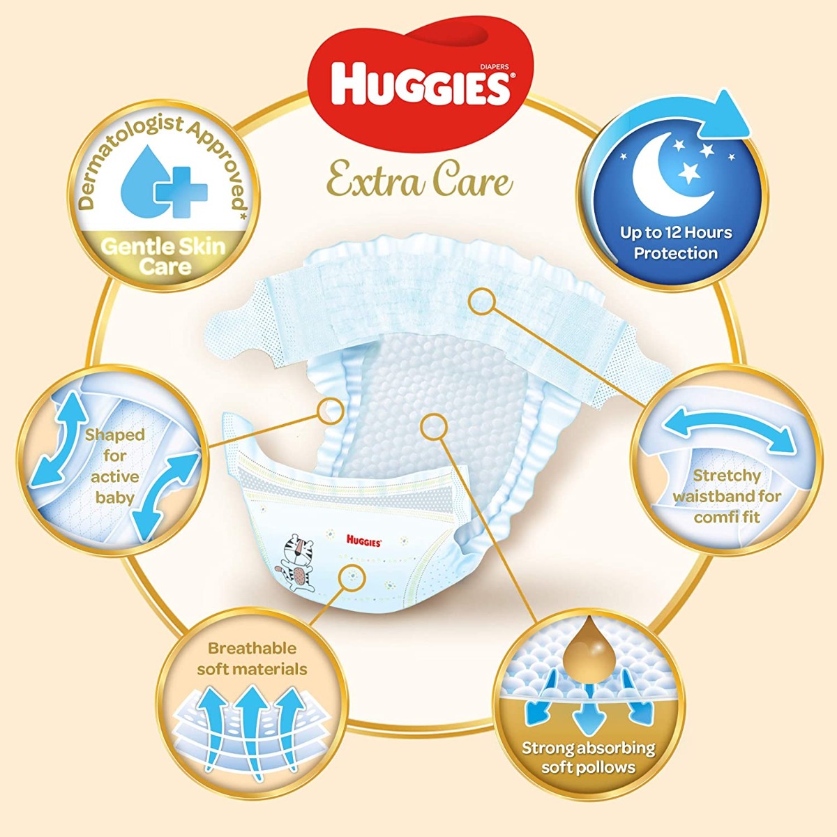 Huggies - Ultra Comfort Diapers, Size 4, Value Pack, 8-14 Kg - 40 Diapers