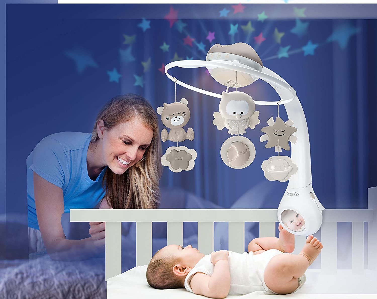 Infantino 3 In 1 Projector Musical Mobile - Ecru