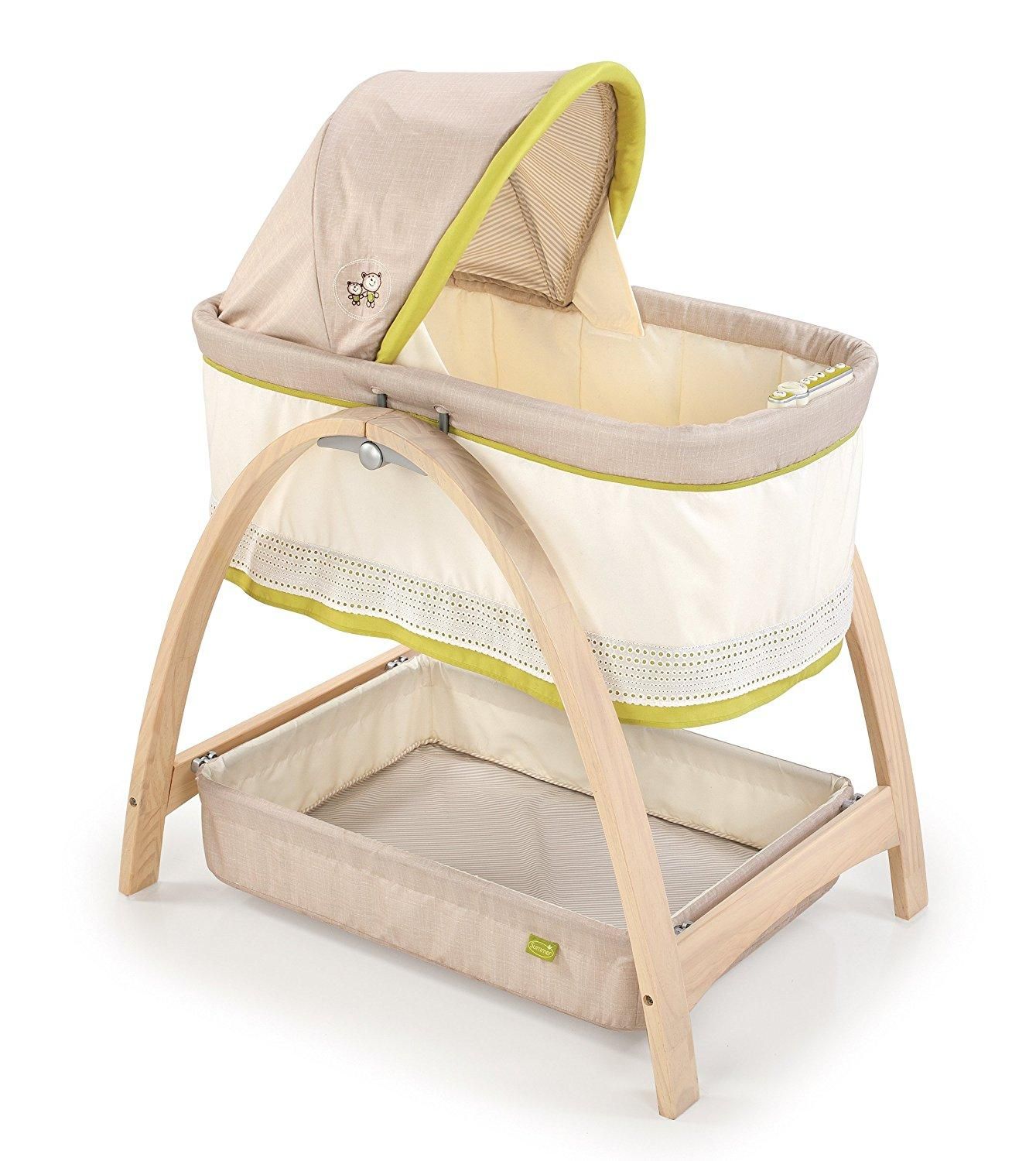 Summer Infant Cream, Bentwood Baby Bassinet With Motion 
