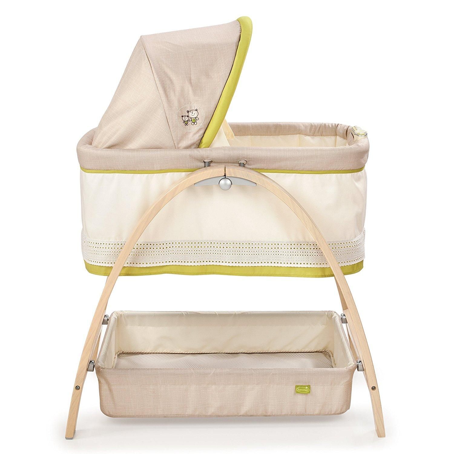 Summer Infant Cream, Bentwood Baby Bassinet With Motion 