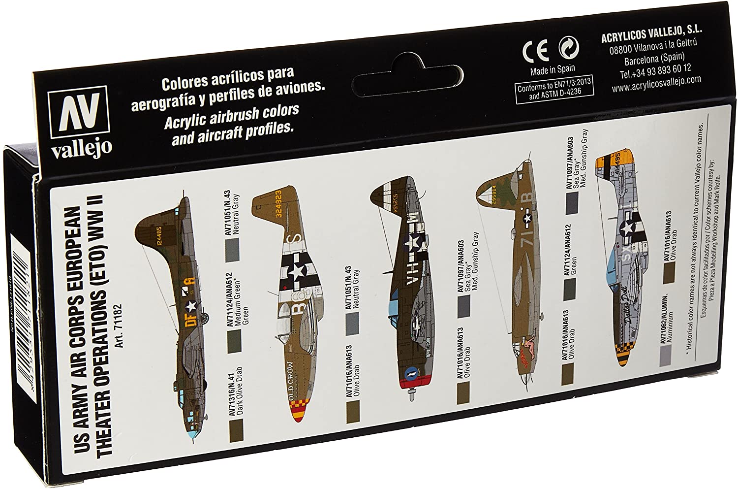 Vallejo - 71182 Model Air US Army Air Corps European Theater - Acrylic Paint Set