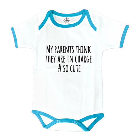 Fay Lawson - Blue Body Suit with Message : My Parents Think They Are In Charge #socute