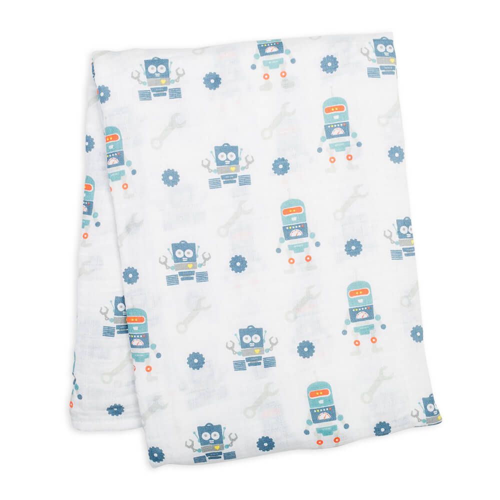Lulujo Muslin Swaddle - Robots