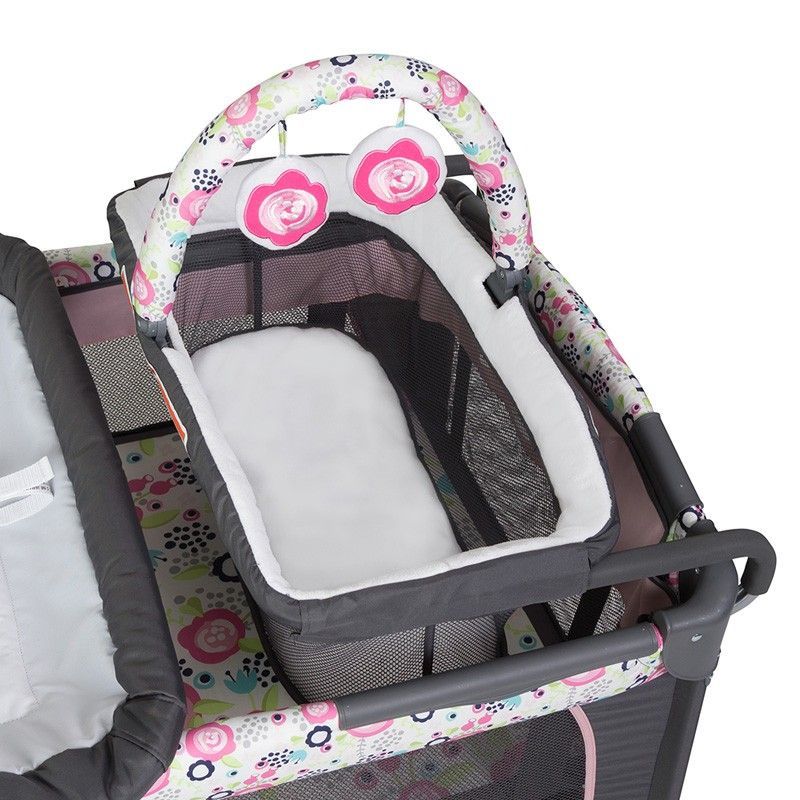 Baby Trend Grey Pink Lil Snooze Deluxe Nursery Center Playpen