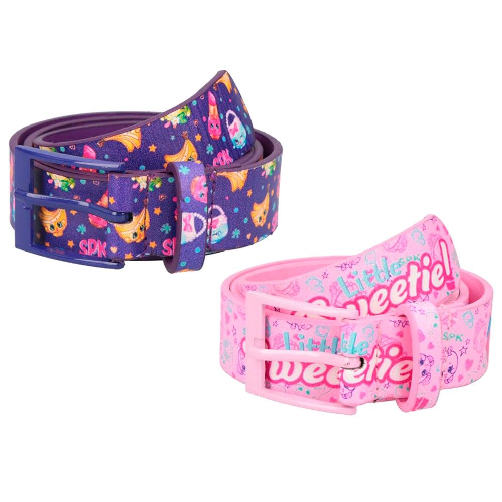 Shopkins Kids Belt Pink Lavender Pack of 2 3 10 Years Babystore.ae