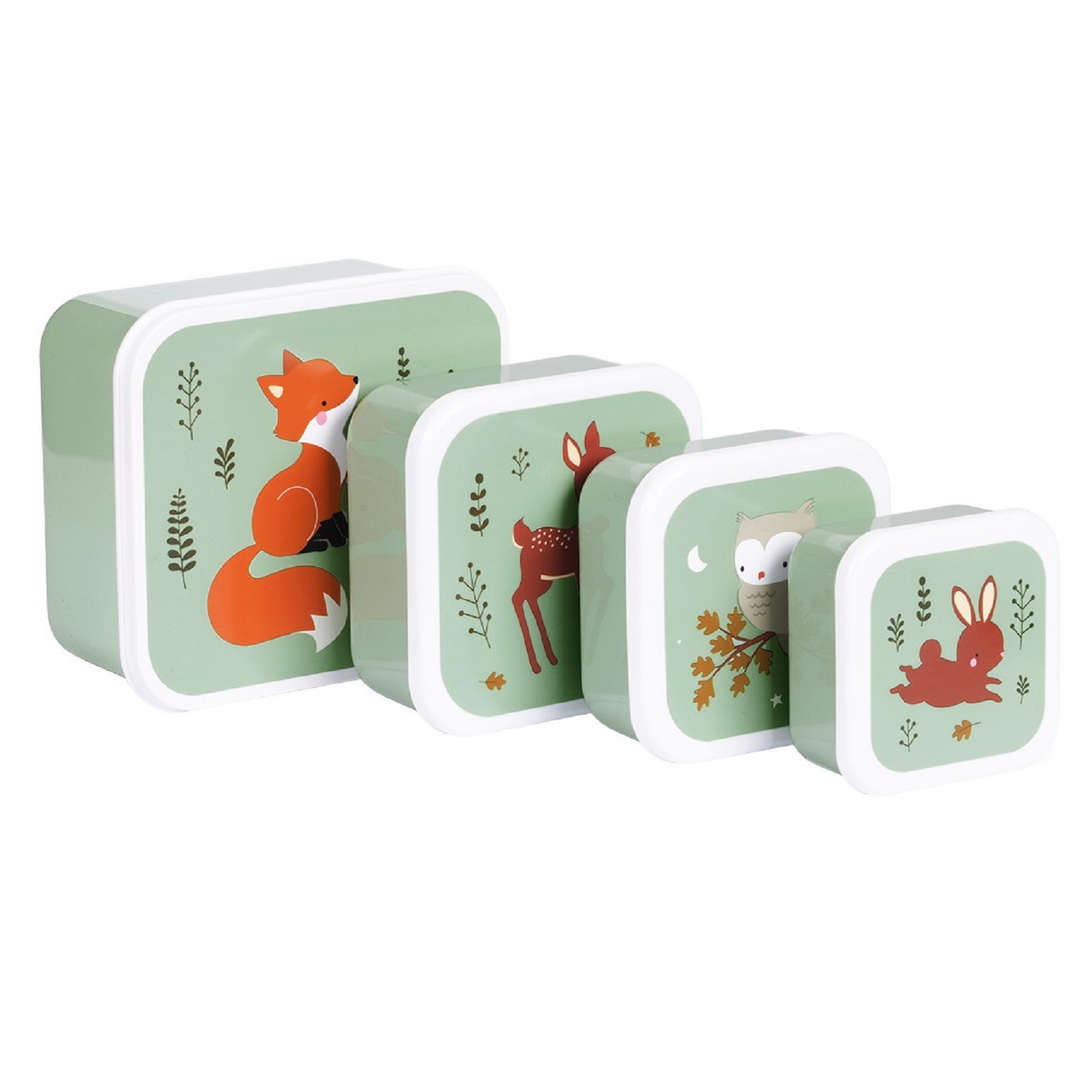 A Little Lovely Company - Lunch and Snack Box Set Forest Friends - Sage