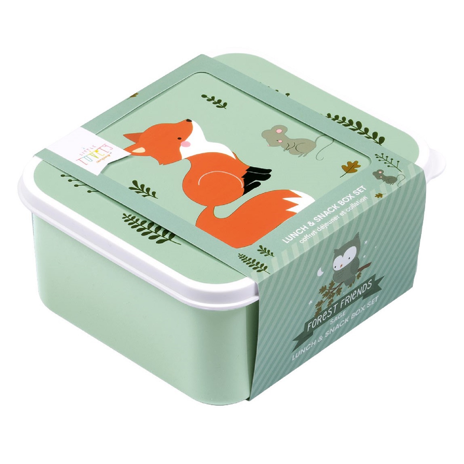 A Little Lovely Company - Lunch and Snack Box Set Forest Friends - Sage
