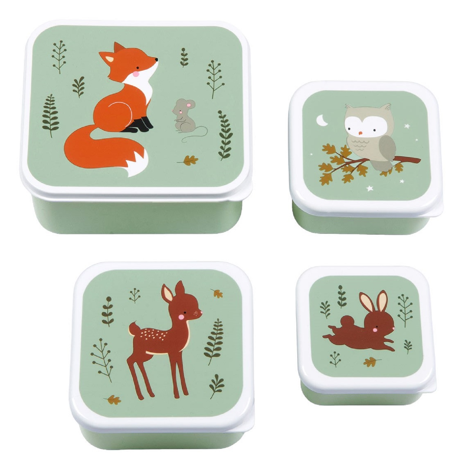 A Little Lovely Company - Lunch and Snack Box Set Forest Friends - Sage