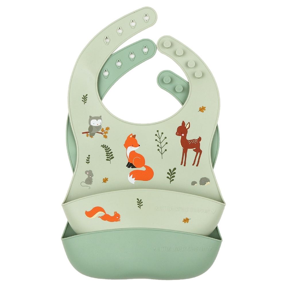 A Little Lovely Company - Silicone Bib Set of 2 Forest Friends