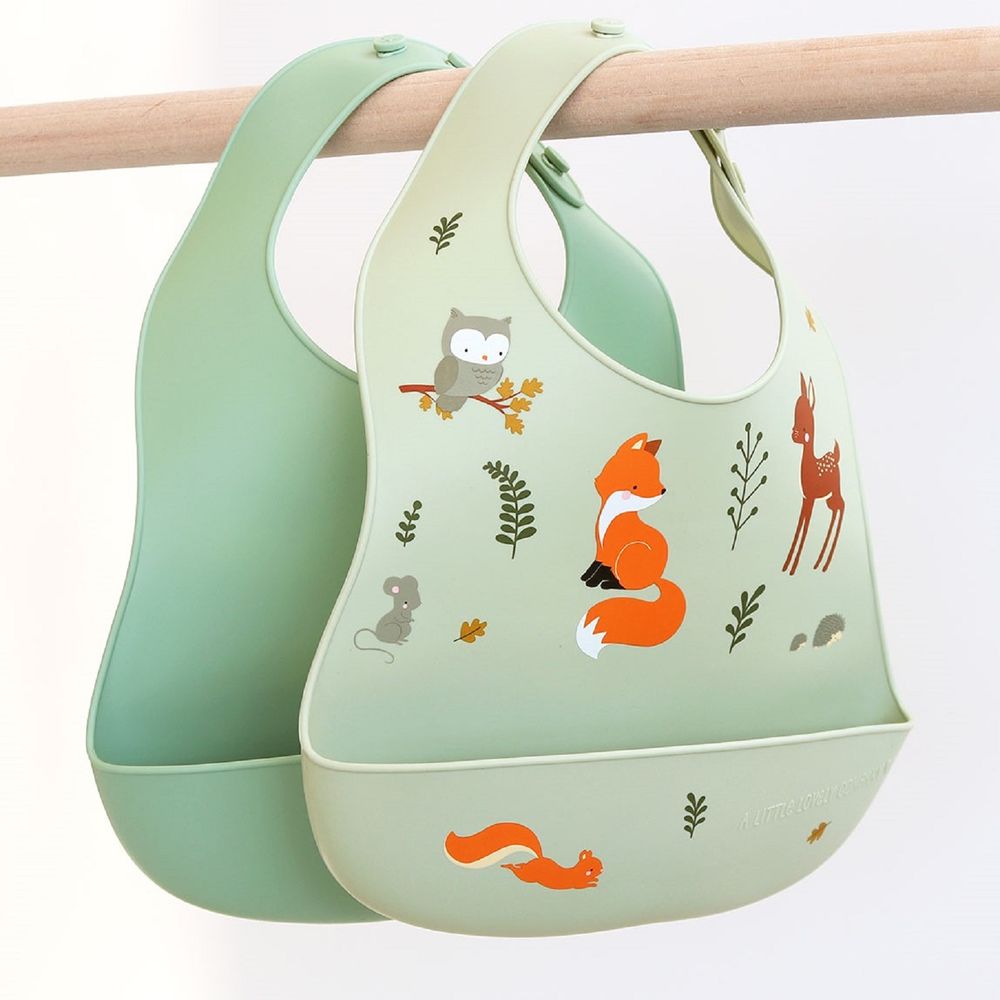 A Little Lovely Company - Silicone Bib Set of 2 Forest Friends