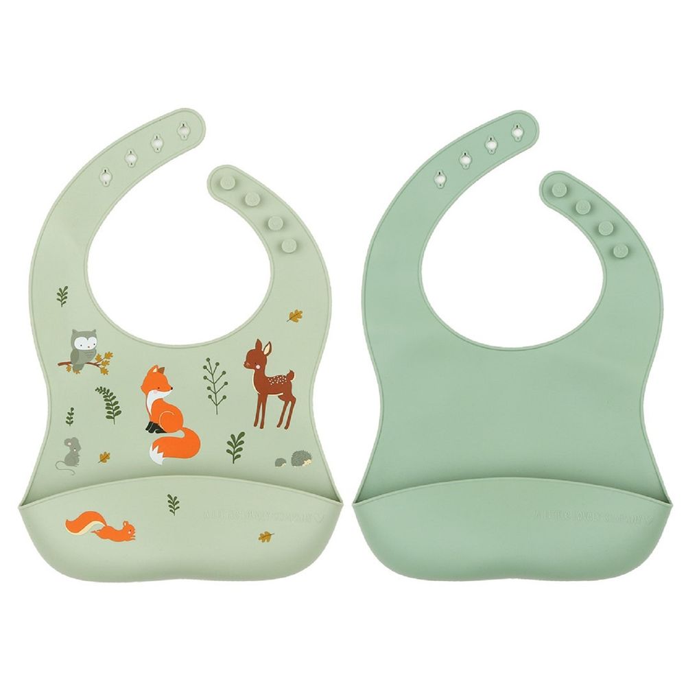 A Little Lovely Company - Silicone Bib Set of 2 Forest Friends