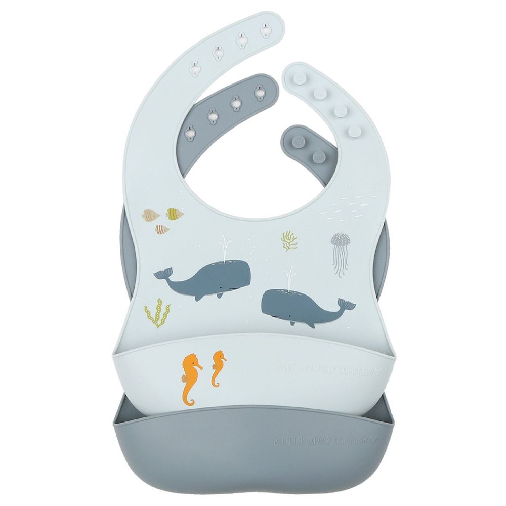 A Little Lovely Company - Silicone Bib Set of 2 Ocean