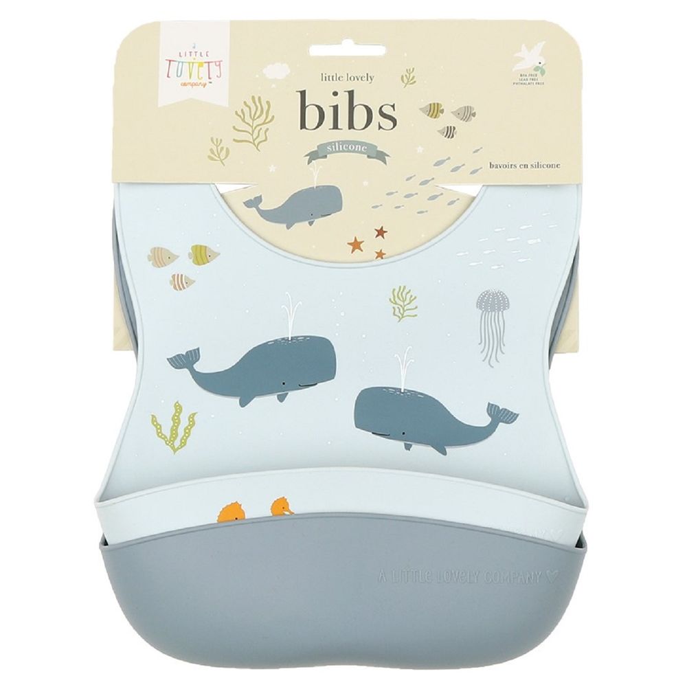 A Little Lovely Company - Silicone Bib Set of 2 Ocean