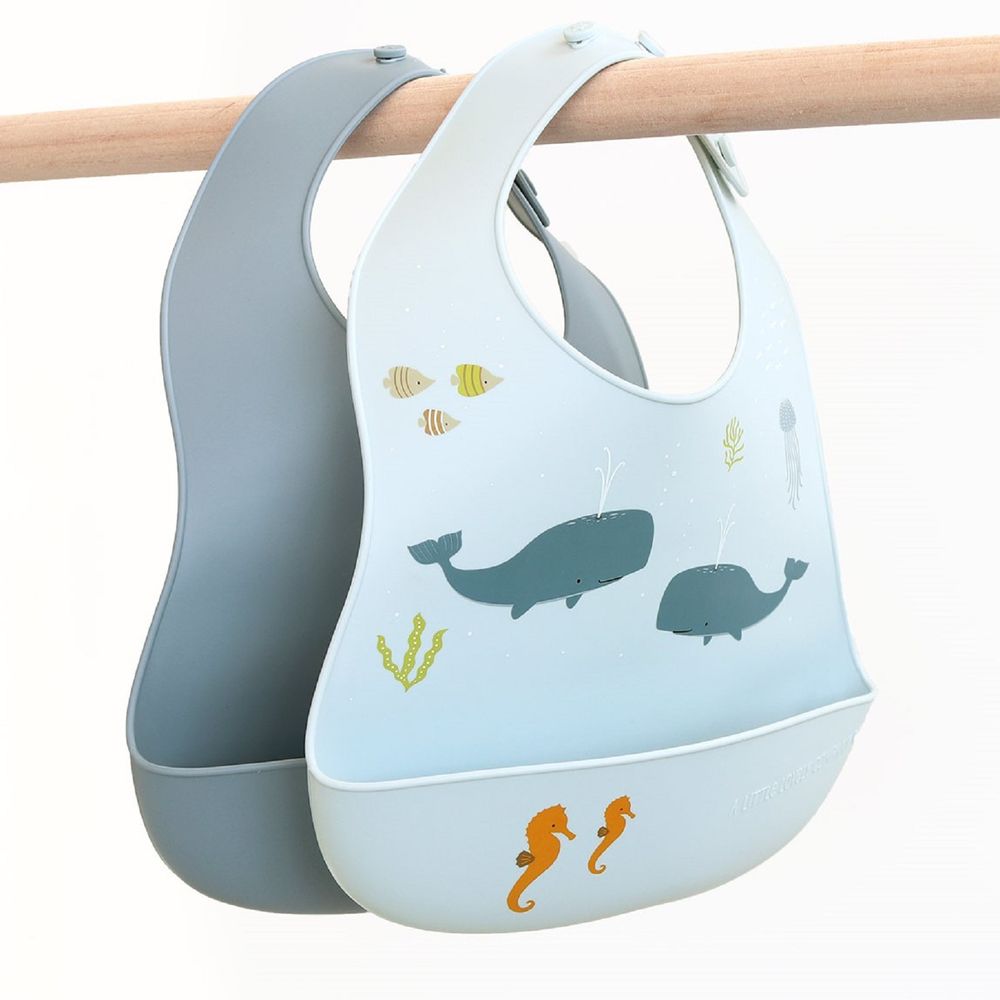 A Little Lovely Company - Silicone Bib Set of 2 Ocean