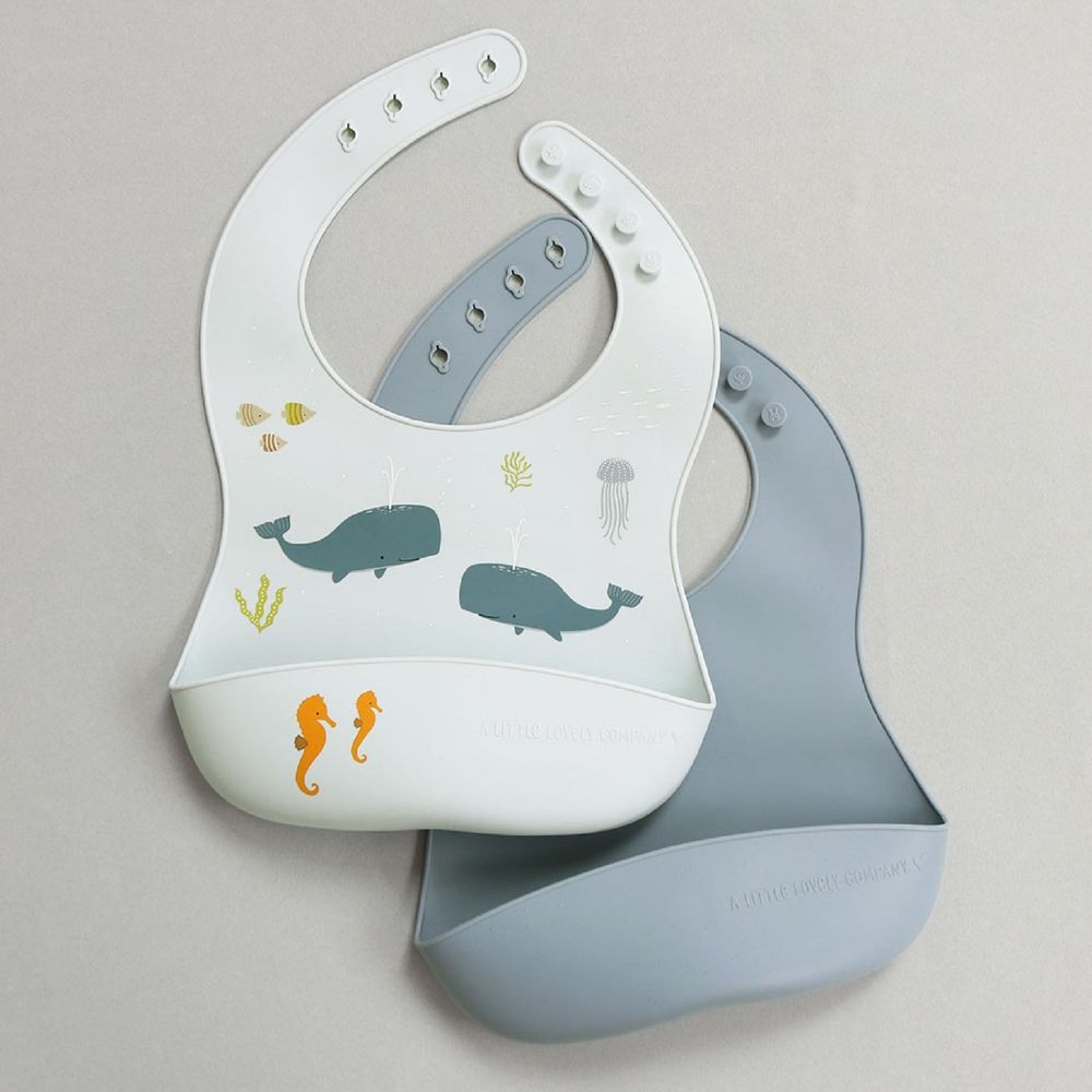 A Little Lovely Company - Silicone Bib Set of 2 Ocean