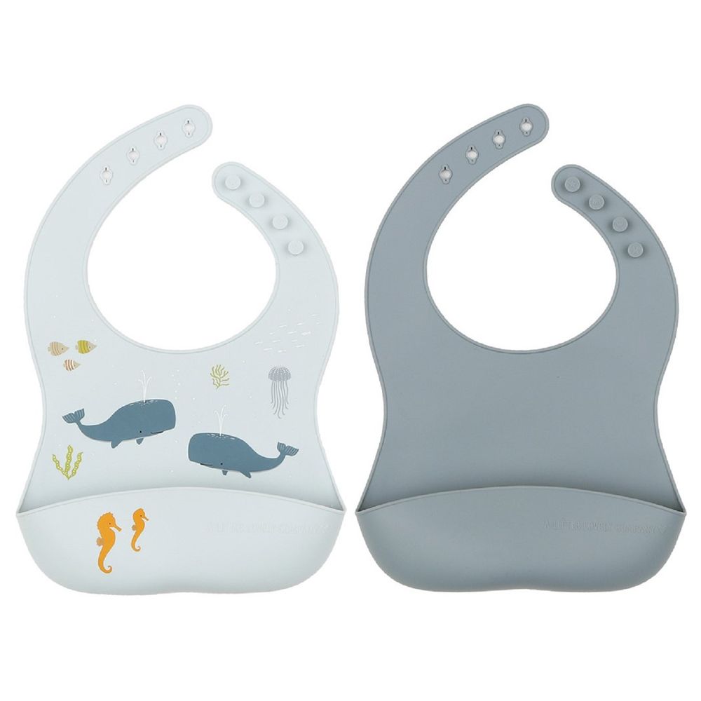 A Little Lovely Company - Silicone Bib Set of 2 Ocean