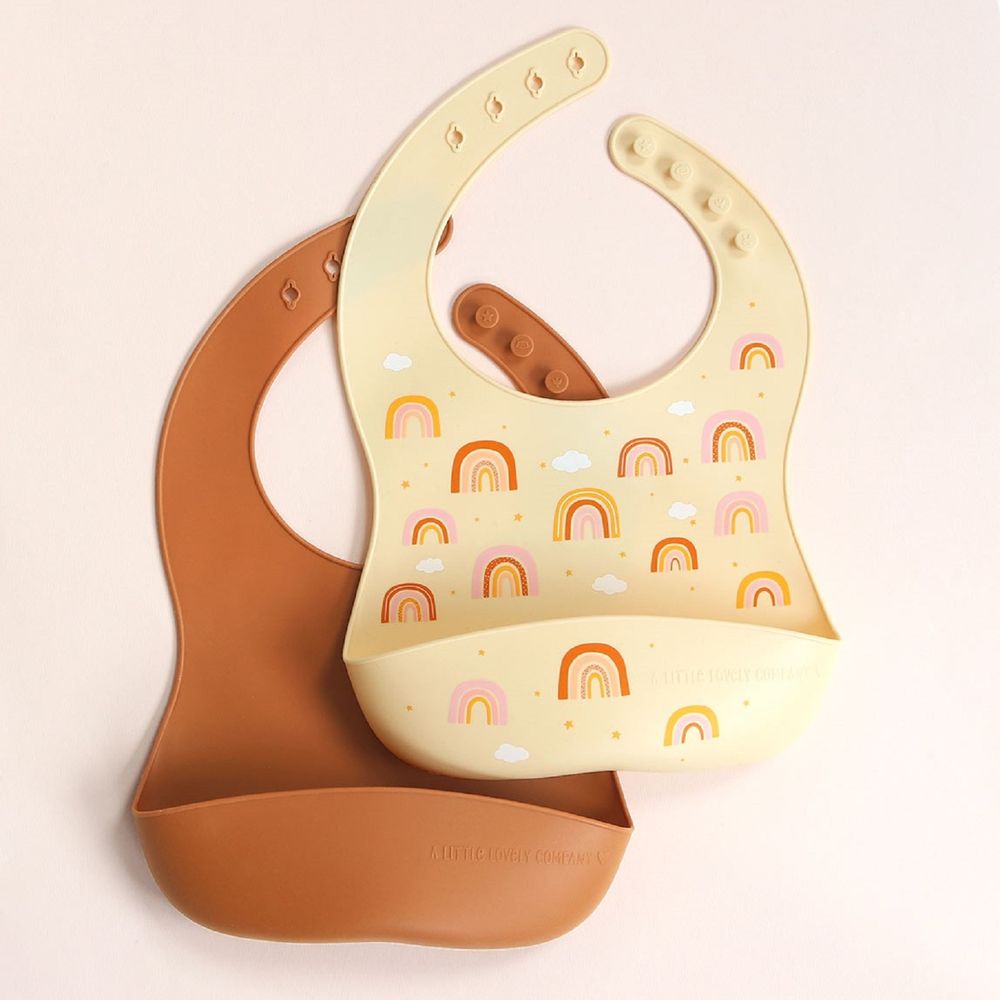 A Little Lovely Company - Silicone Bib Set of 2 Rainbows