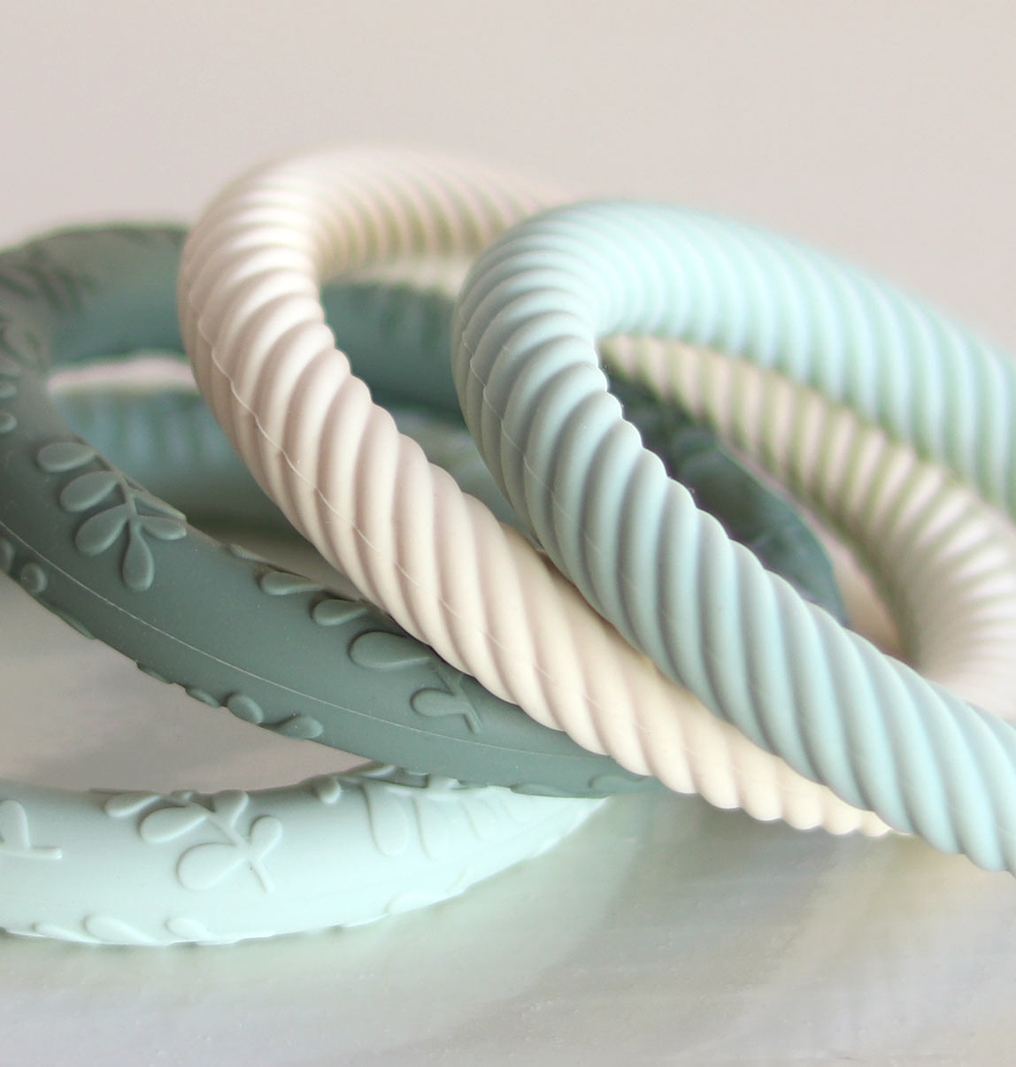 A Little Lovely Company - Silicone Teether Classic Sage Cream