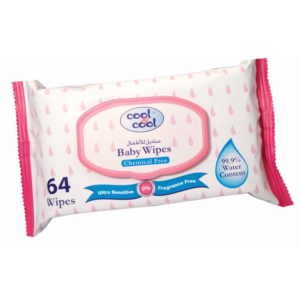Cool & Cool - 99.9% Water Content Baby Wipes, 64's - Bundle of 10