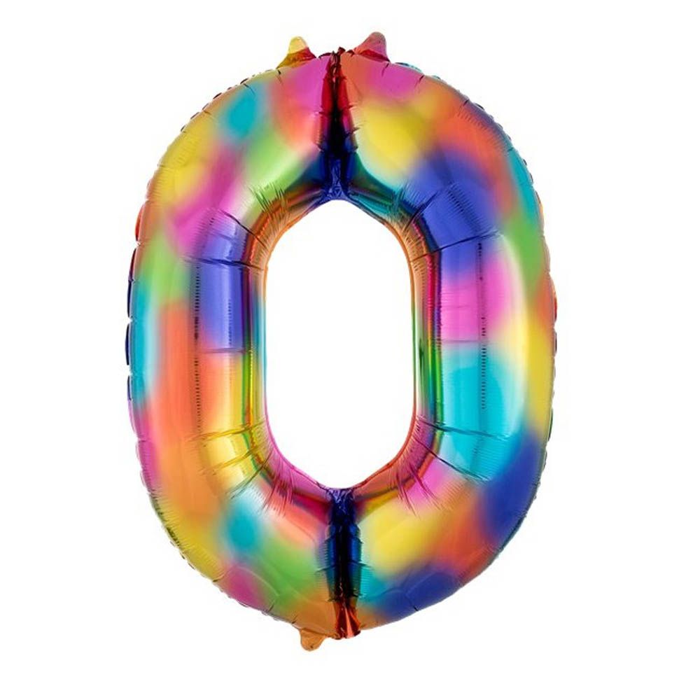 Amscan - Number 0 Balloon - 34 inch Rainbow