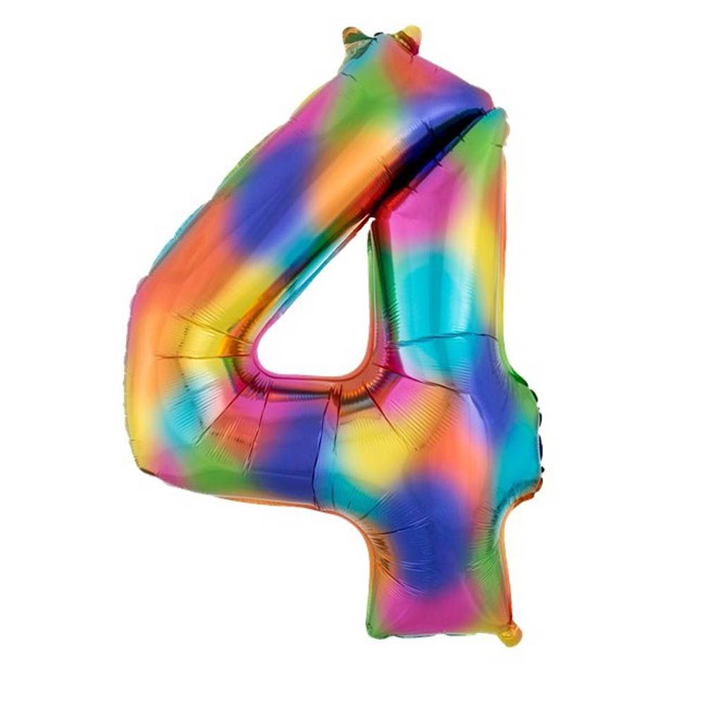 Amscan - Number 4 Balloon - 34 inch Rainbow