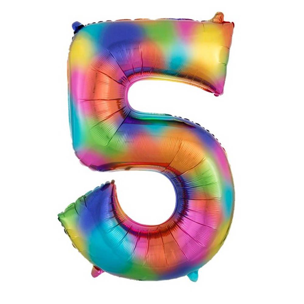 Amscan - Number 5 Balloon - 34 inch Rainbow