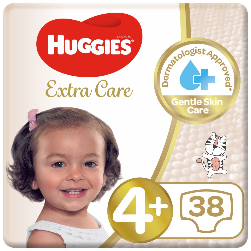 Huggies - Ultra Comfort Diapers, Size 4+, Value Pack, 10-16 Kg - 38 Diapers