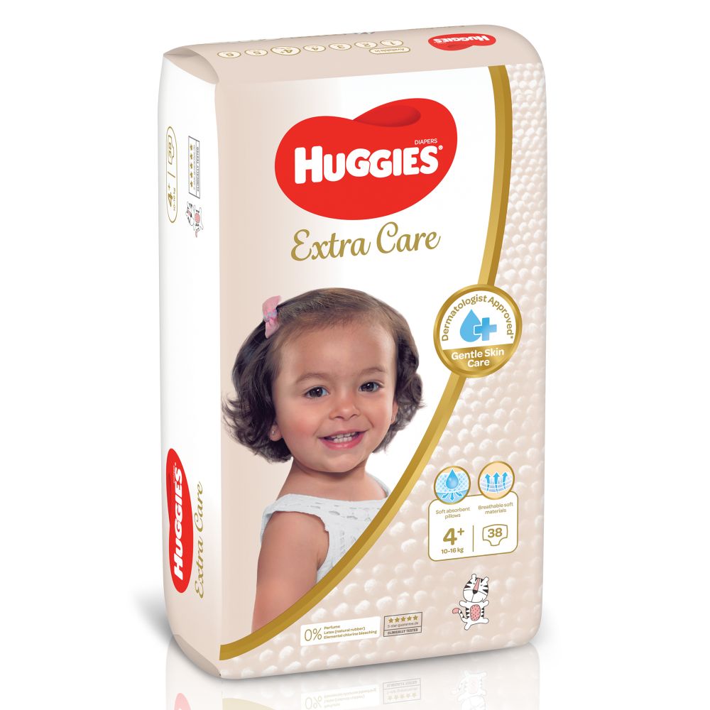 Huggies - Ultra Comfort Diapers, Size 4+, Value Pack, 10-16 Kg - 38 Diapers