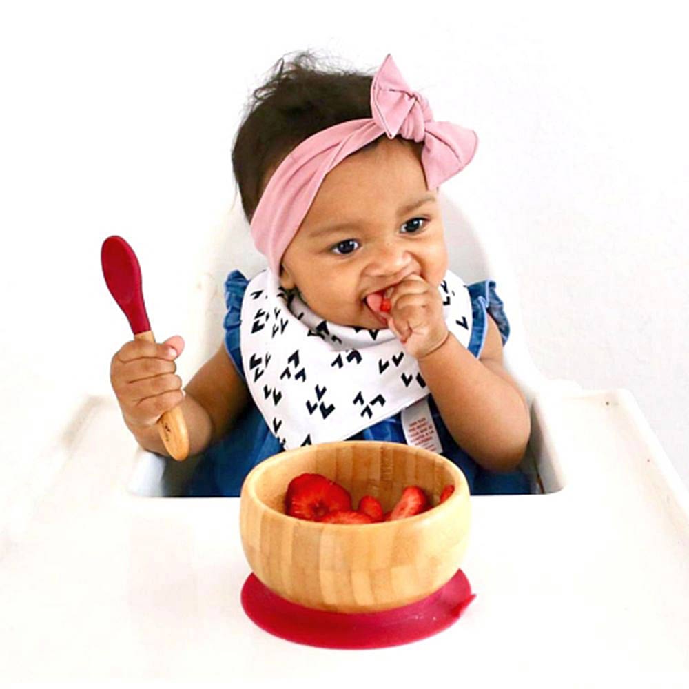 Avanchy - Baby Bamboo Stay Put Suction Bowl + Spoon - Green