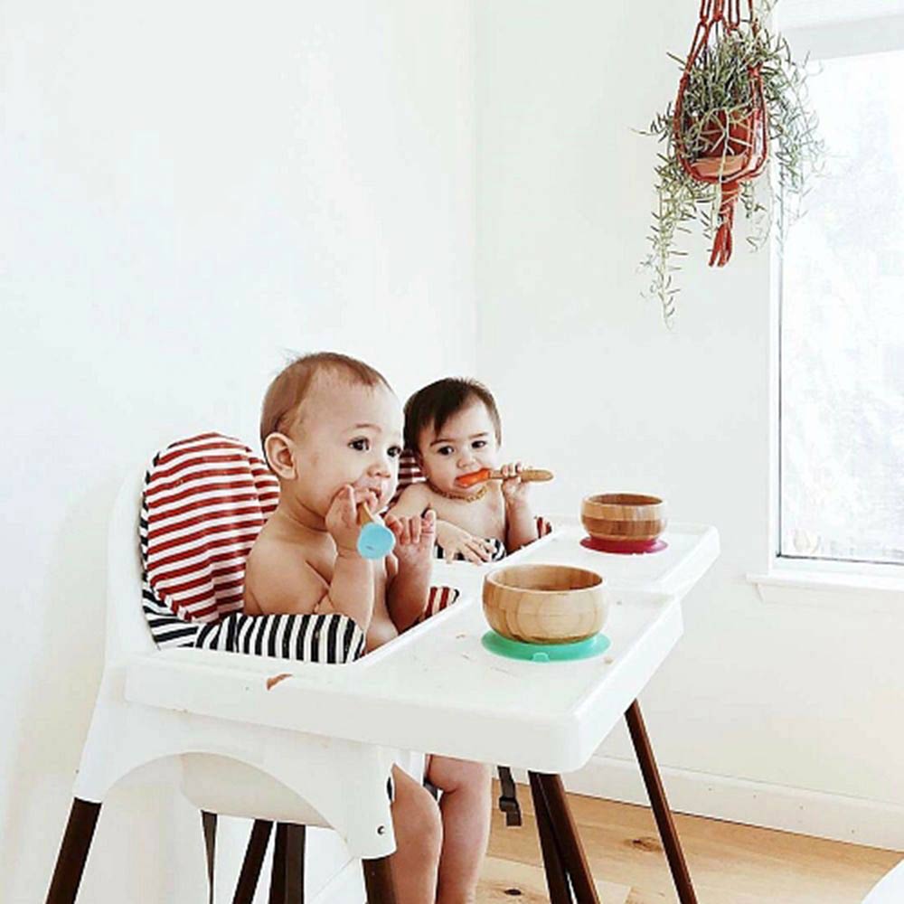 Avanchy - Baby Bamboo Stay Put Suction Bowl + Spoon - Green