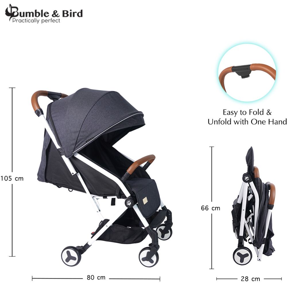 Bumble Bird Swyft Lightweight Travel Stroller 0 3 Years Grey Babystore.ae