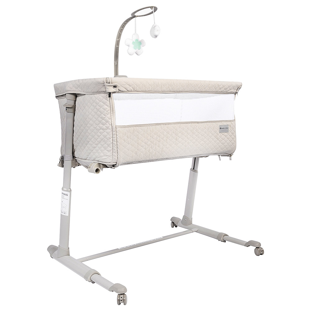 Bumble & Bird - Adjustable Bedside Bassinet With Wheels-Grey