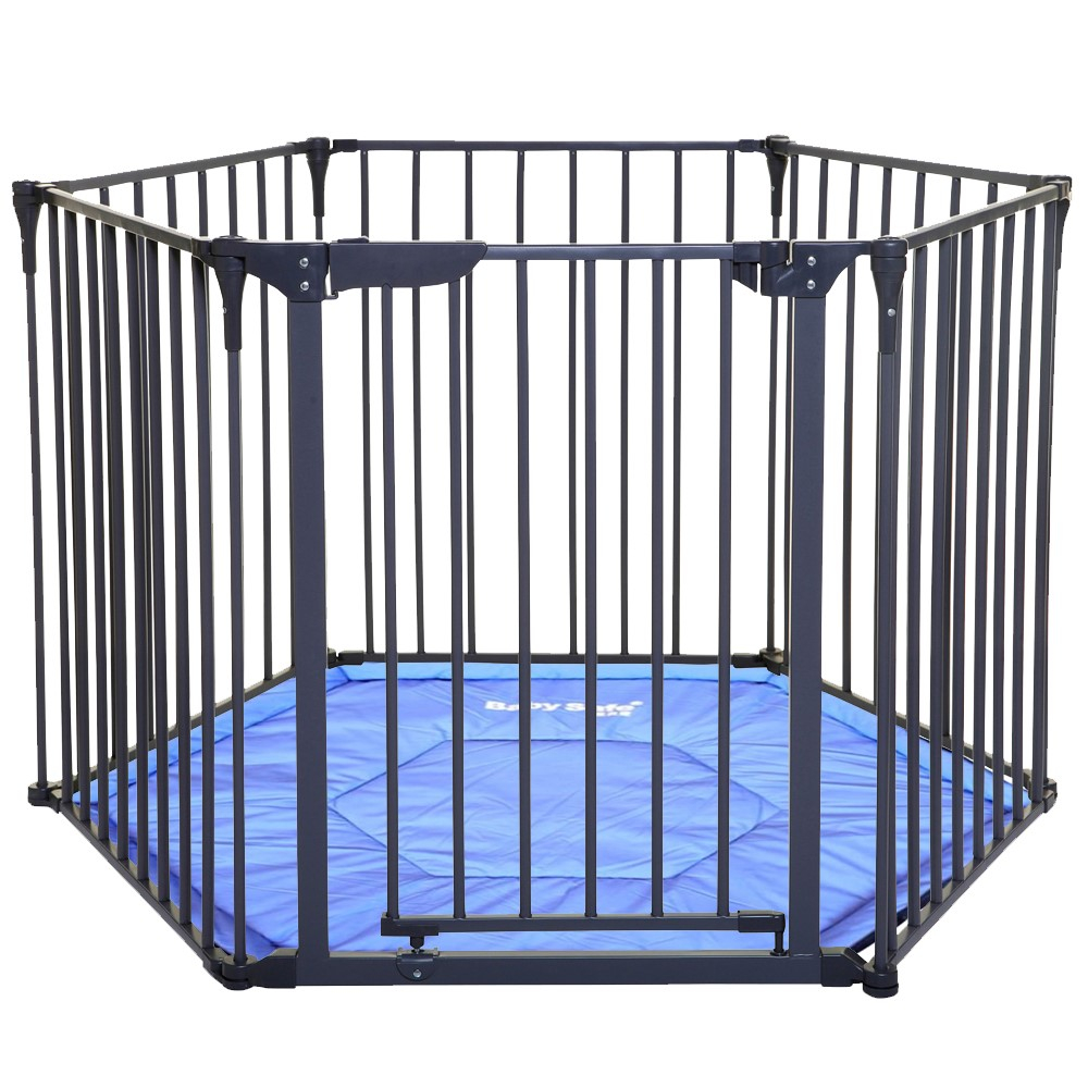 Baby Safe Convertible Playpen With Mat - Grey